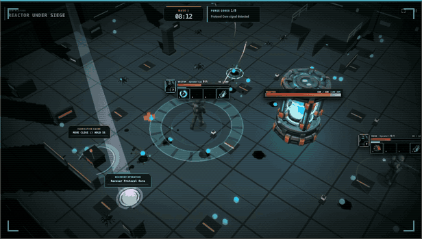 An operator leaves the reactor and recovers a Protocol Core